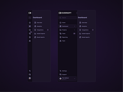 Two-level side bar aplication app crm dark menu navigation sidebar ui ux webapp