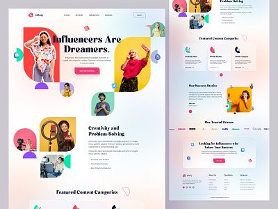 Influencer Agency Website Landing Page Template agency influence influencer landing page marketing product marketing promotion social media trending ui ux video marketing web design website