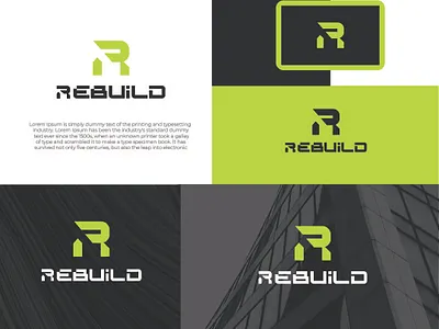 REBUILD REAL ESTATE BRAND LOGO app brand identity branding broker building business construction corporate finance home logo logotype minimalist modern logo mortgage property real estate startup website