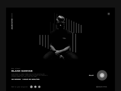 Musician Website Header artist design graphic design inspiration landing page music musician ui ui ux ux web header webdesign webpage