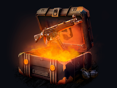 Weapon case for game RUST / Weapon 3d art artwork branding case csgo gambling game graphic design illustration motion graphics opencase rust ui weapon