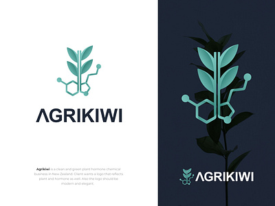 Agrikiwi | Plant Hormone Chemical Business Logo brand identity design branding business logo chemical logo design graphic designer green logo hormone logo modern logo natural logo nature logo plant logo xodio xodio