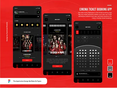 Cinema Ticket Booking Application Design adobe xd designs app designs cinema app creative designs creative ui design movie app ticket booking app ticket booking application ui ui designs ux