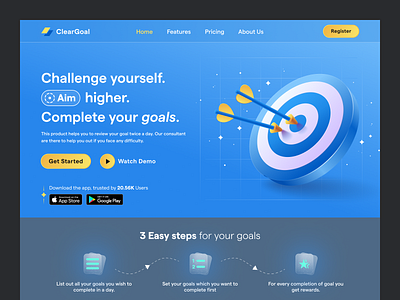 ClearGoal Website Design achievement adobe aim awards challenge design figma figma design focus goal icons illustration logo target typography ui ui design web design website