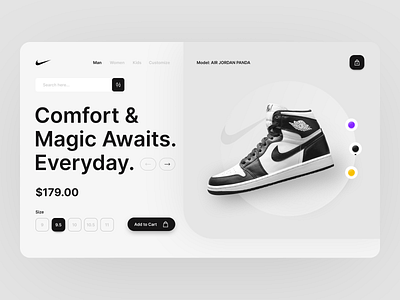 Nike Shoes Web Site UI adidas air jordan clothing brand converse ecommerce footwear homepage kicks landing page nike nike shoes online shop product shoes store sneakers typography ui ux web design website