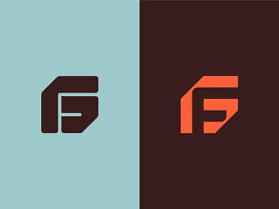 Well… Gee, Eff! angles blue branding brown construction custom design f g geometric industrial logo logomark logotype modern modernist modular monogram orange square