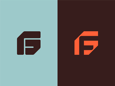 Well… Gee, Eff! angles blue branding brown construction custom design f g geometric industrial logo logomark logotype modern modernist modular monogram orange square