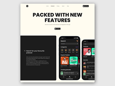 Podcast app website design concept app application clean concept daily ui dailyui design desktop features features page interface minimal minimalist ui ui design user interface web web design webdesign website