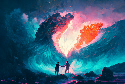 Passion ai art color concept design digital gradient illustration light midjourney minimal painting shadow simple water waves
