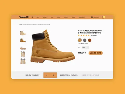 Timberland Boots Product Page boots dailychallenge ecommerce figma product detail shopping page timberland ui