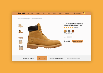 Timberland Boots Product Page boots dailychallenge ecommerce figma product detail shopping page timberland ui