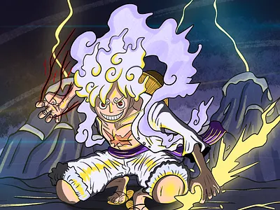 One Piece - Luffy anime cartoon design dragon ball drawing flat art illustration illustrator luffy manga one piece painting pen pirate procreate sketch yonko