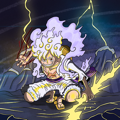 One Piece - Luffy anime cartoon design dragon ball drawing flat art illustration illustrator luffy manga one piece painting pen pirate procreate sketch yonko
