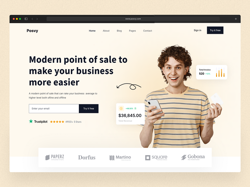Posvy Point of Sale site Header Exploration by Mahi on Dribbble