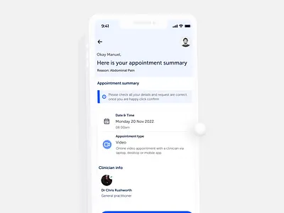 Appointment Summary booking clinic consultation design doctor health health care mobile app mobile design pharmarcy small business summary ui ux ux design