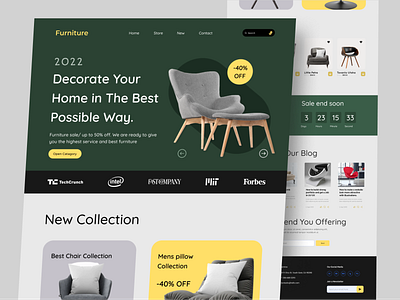 Furniture website landing page chair furniture landing page table ui ux web design website