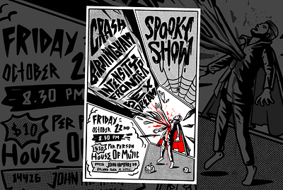 Spooky Show Gigs Poster Illustration branding character design graphic design illustration logo poster poster design poster illustration vector
