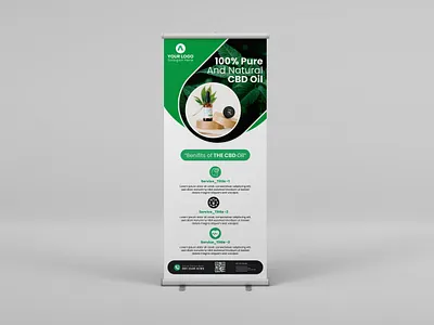 Hemp oil Rollup Banner Template app best t shirt branding business t shirt design event t shirt graphic design hemp oil roll up banner illustration logo roll up banner ui