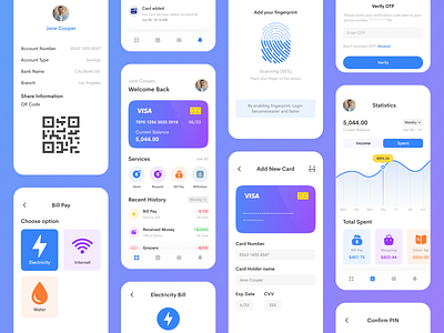 Fintech Mobile App app design bank card banking app credit card ewallet finance finance app financial fintech fintech app mobile app money transfer online banking payment payment app send money srsoumik transactions trendy app wallet app