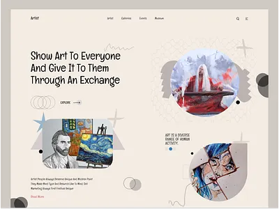 Artist Web UI art art platfrom artist creative creativity explore future graphic design homepage interface landing page modern museum photography picture ui ux ux design web design website design
