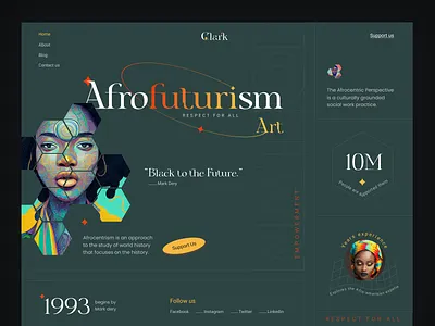 Cultural movement of Africa- web header african culture art artist black people colorful web header dark landing page digital art history landing page sushmita mou uiux web design web header website design