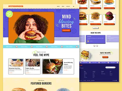Fast Food Restaurant Landing Page brutalist design colorful ui food restaurant fun ui hero section landing page modern web design nuo brutalisn retro website design ui ui design ui ux