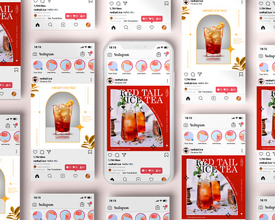 Instagram Social Media Post - Red Tail Ice Tea branding graphic design instagram post layout design social media