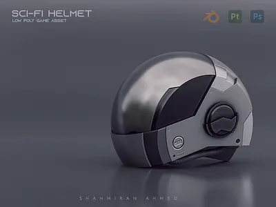 Sci-fi Helmet Low Poly Game Asset 3d 3d art 3d artist 3d design 3d helmet 3d helmet model 3d rendering blender cycles design game game asset hard surface helmet helmet game helmet model helmet modeling sci fi sci fi helmet texture