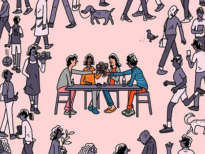How the Pandemic Whittled Down Our Sizable Girl Gangs artist colour creative creator design digital drinks friends girl gangs illustration jsr layout meet up people
