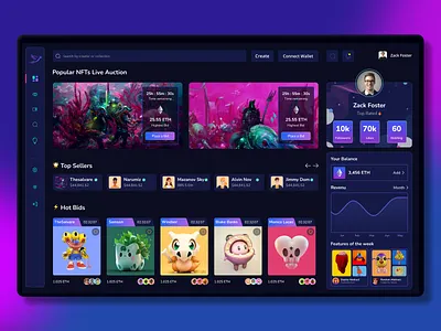 NFT Auction Marketplace Dashboard admin admin panel analytics blockchain chart crypto wallet cryptoart design fluttertop nft nft app nft dashboard nft marketplace nft web nft website rarible ui uiux user dashboard web3