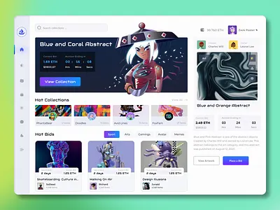 NFT Marketplace User Dashboard admin admin panel analytics blockchain chart crypto wallet cryptoart design fluttertop nft nft app nft dashboard nft marketplace nft web nft website rarible ui uiux user dashboard web3