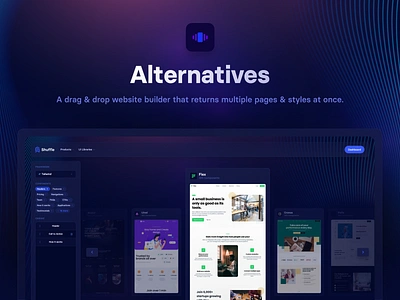 Alternatives - return multiple pages & styles at once. blocks bootstrap bulma css design framework html js shuffle tailwind ui ux variants web web builder