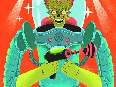 Mars Attacks! art cartoon cartoon illustration design illustration procreate texture