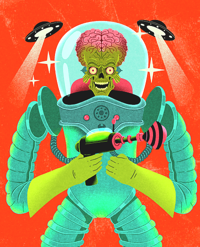 Mars Attacks! art cartoon cartoon illustration design illustration procreate texture