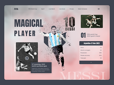Magic player Messi ball clean concept creative dribbble2022 esports fifa football gaming inspiration messi minimal popular qater worldcup 2022 sport sport ui trending ui design ux design visual design