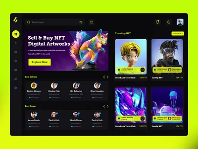 NFT Marketplace Dashboard admin admin panel analytics blockchain chart crypto wallet cryptoart design fluttertop nft nft app nft dashboard nft marketplace nft web nft website rarible ui uiux user dashboard web3