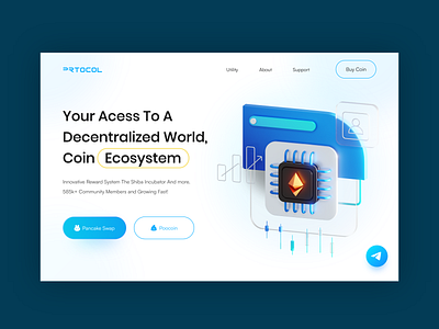 Crypto Website Header UI Design | PRTOCOL crypto design graphic design header hero landing page ui website