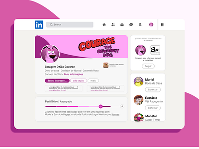 Interface Linkedin do Coragem "O Cão Covarde" app design figma ui ux uxdesigner