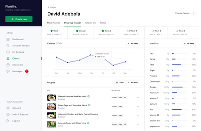 Meal plan dashboard - Meal Tracker design clean ui design ui ux