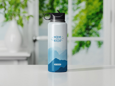 Thermos Water Bottle Mockup PSD bottle branding camping cap container drink fitness flask metal mockup sport stainless thermos travel water