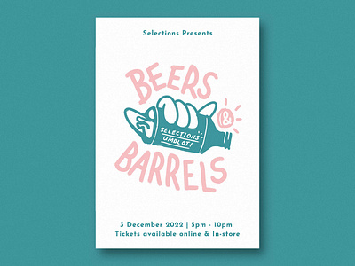 Beers & Barrels badge barrels beers design event illustration illustrator logo minimal poster simple surfer texture vector wave