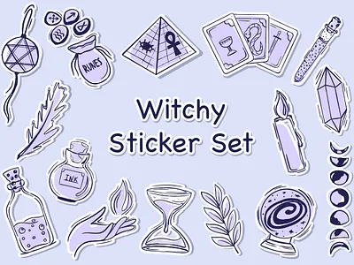 Witchy Sticker Set ai art cartoon design design logo digital art doodle identity illustration