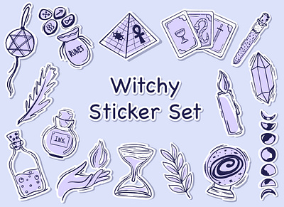 Witchy Sticker Set ai art cartoon design design logo digital art doodle identity illustration