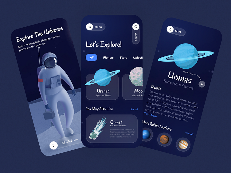 Explore Universe App UI by Awe UI/UX for Awe Design Studio on Dribbble