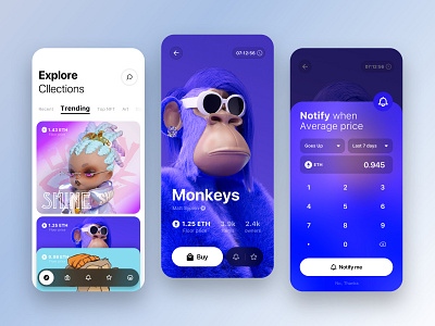 NFT Marketplace_Mobile App 3lau app bored ape design digimental discord hapbeast hapewalk marketplace matt sypien mobile nft nftnow niftygateway opensea rari rarible solana token ui