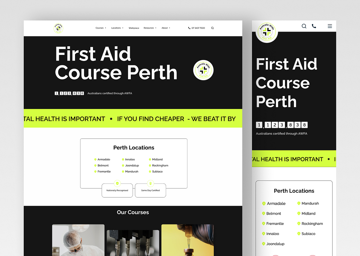 Australia Wide First Aid website UI design by Alex Kibak on Dribbble