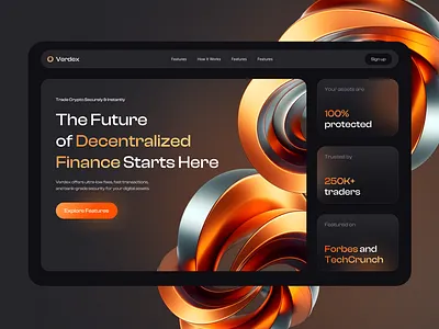 Verdex | Crypto concept crypto dark interface design interface landing landing page ui uiux design ux web design