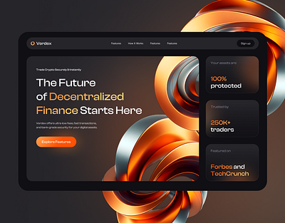 Verdex | Crypto concept crypto dark interface design interface landing landing page ui uiux design ux web design