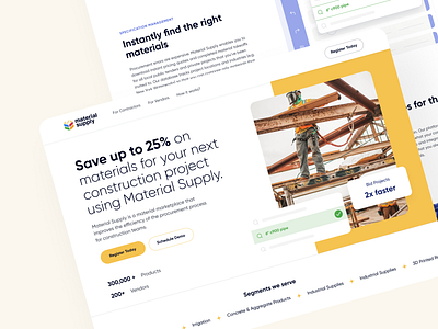 Material Supply Landing Page agency construction construction website design graphic design illustration landing page landing page design ui uidesign uiux ux uxdesign web design website design
