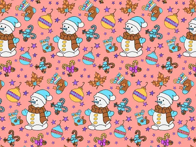 Christmas hand-drawn pattern christmas digital art digital illustration hand drawn illustration pattern pattern design seamless pattern surface pattern vector vector art